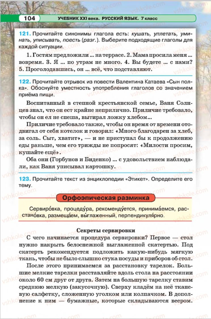 Страница 104 | Підручник Русский язык 7 клас Л.В. Давидюк, В.И. Стативка 2015 7 год обучения