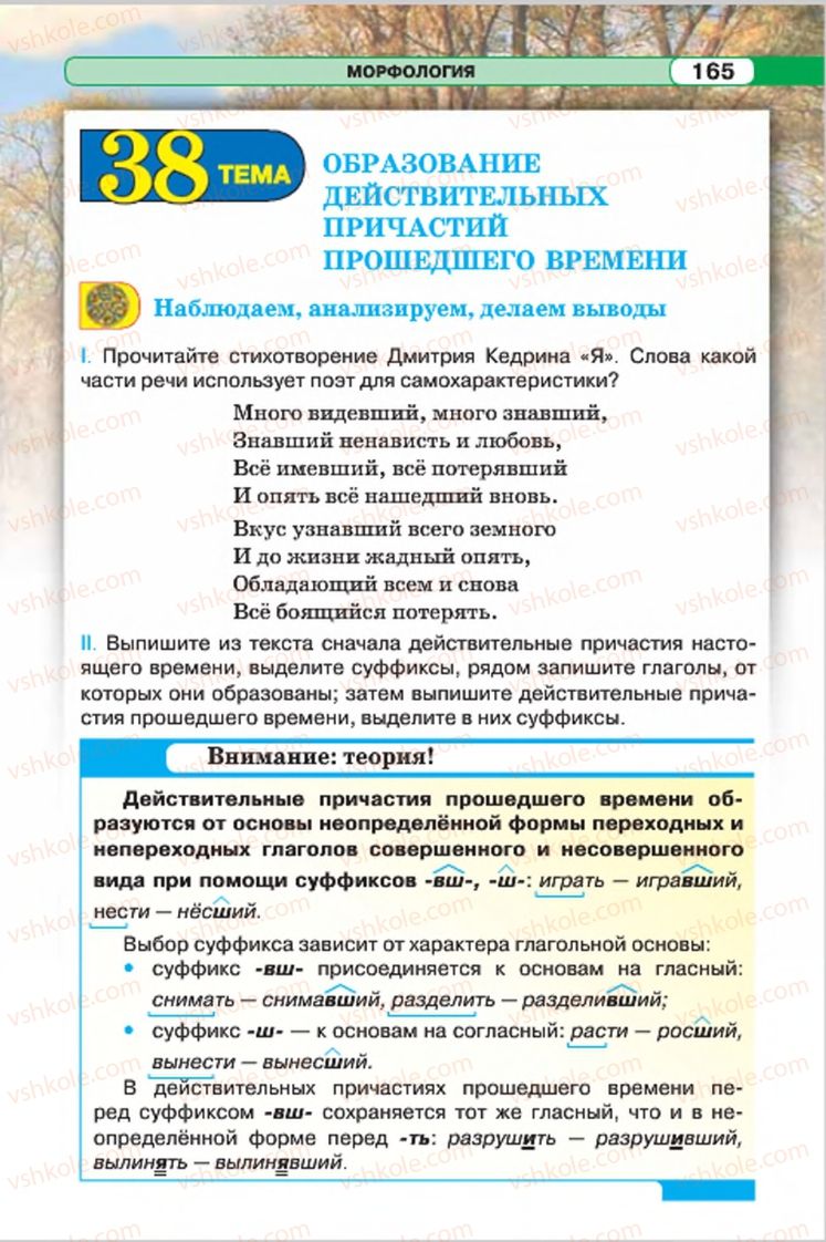 Страница 165 | Підручник Русский язык 7 клас Л.В. Давидюк, В.И. Стативка 2015 7 год обучения