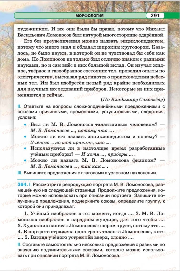 Страница 291 | Підручник Русский язык 7 клас Л.В. Давидюк, В.И. Стативка 2015 7 год обучения