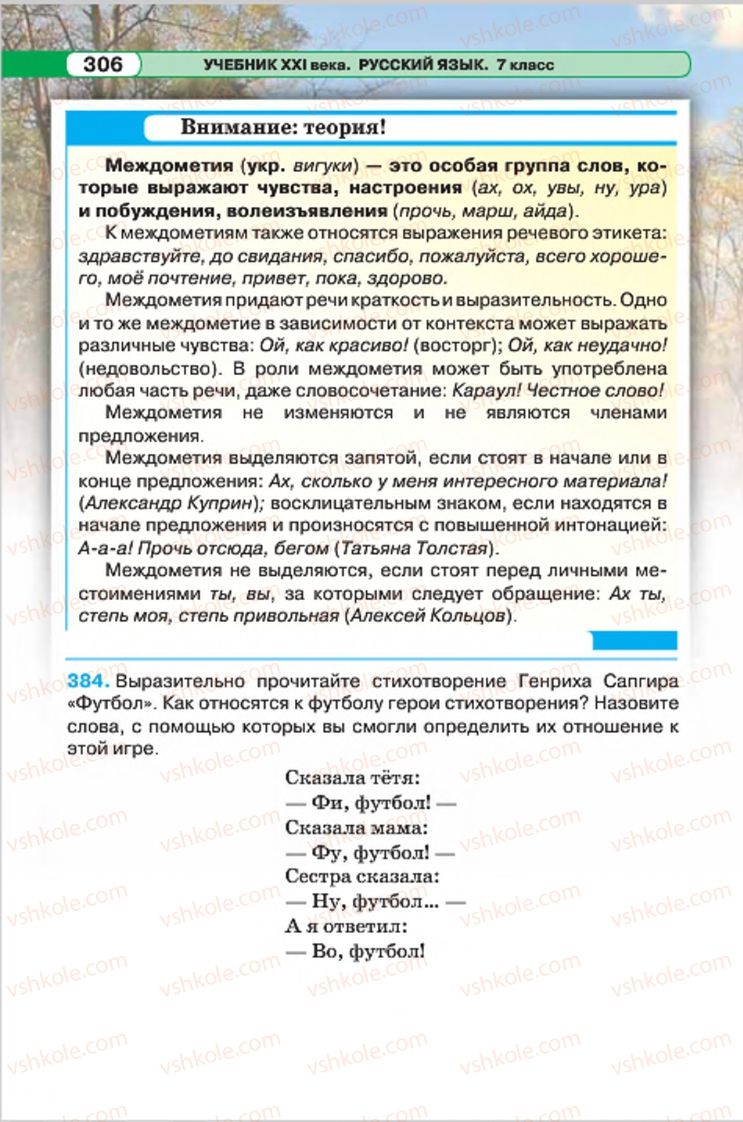 Страница 306 | Підручник Русский язык 7 клас Л.В. Давидюк, В.И. Стативка 2015 7 год обучения