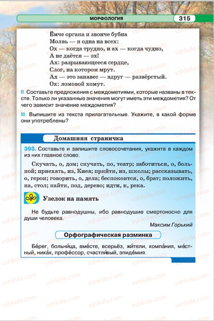 Страница 315 | Підручник Русский язык 7 клас Л.В. Давидюк, В.И. Стативка 2015 7 год обучения