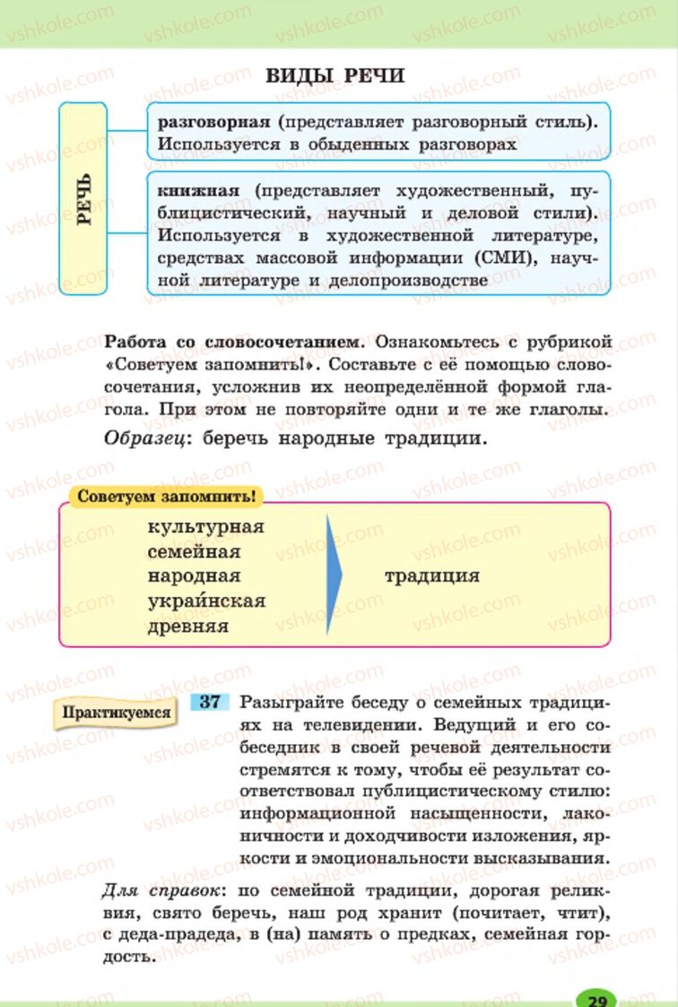 Страница 29 | Підручник Русский язык 7 клас Н.Ф. Баландина, К.В. Дегтярёва, С.А. Лебеденко 2015 7 год обучения