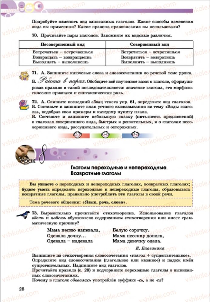 Страница 28 | Підручник Русский язык 7 клас Е.И. Самонова, Т.М. Полякова 2015 7 год обучения