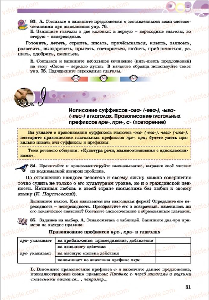 Страница 31 | Підручник Русский язык 7 клас Е.И. Самонова, Т.М. Полякова 2015 7 год обучения