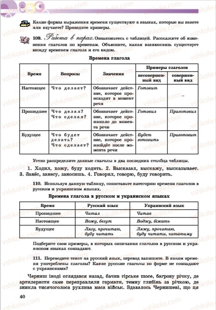 Страница 40 | Підручник Русский язык 7 клас Е.И. Самонова, Т.М. Полякова 2015 7 год обучения
