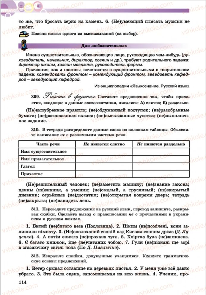 Страница 114 | Підручник Русский язык 7 клас Е.И. Самонова, Т.М. Полякова 2015 7 год обучения