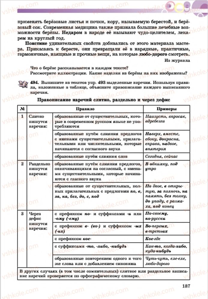 Страница 187 | Підручник Русский язык 7 клас Е.И. Самонова, Т.М. Полякова 2015 7 год обучения