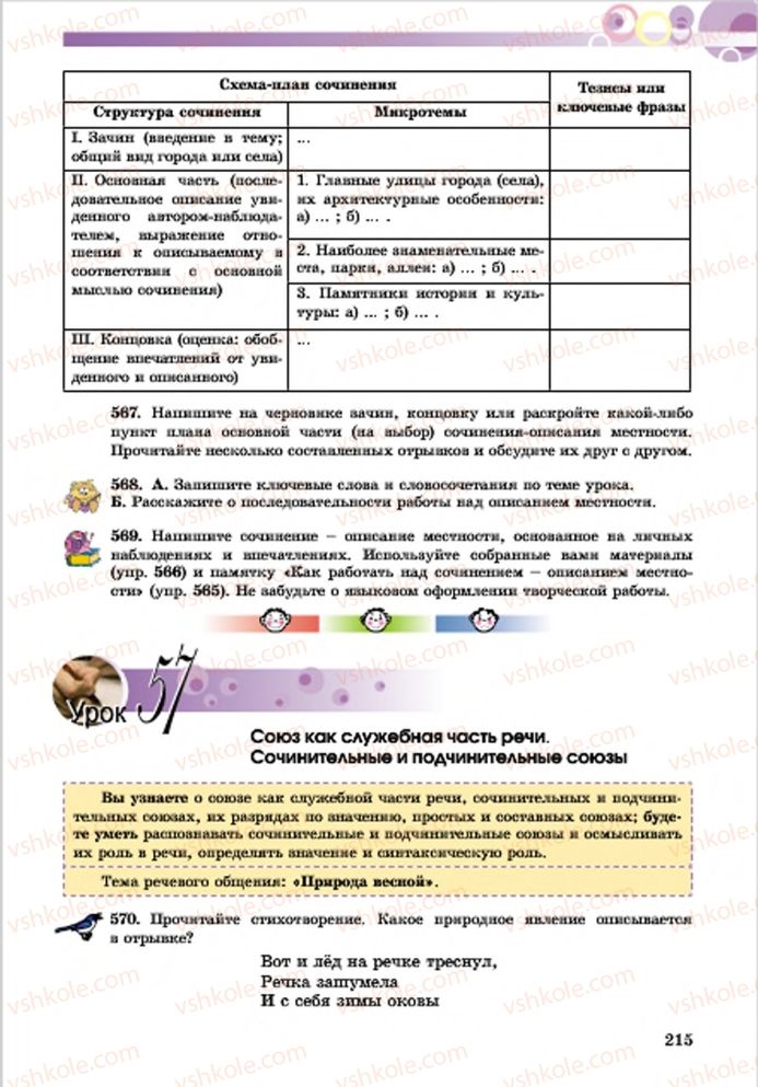 Страница 215 | Підручник Русский язык 7 клас Е.И. Самонова, Т.М. Полякова 2015 7 год обучения