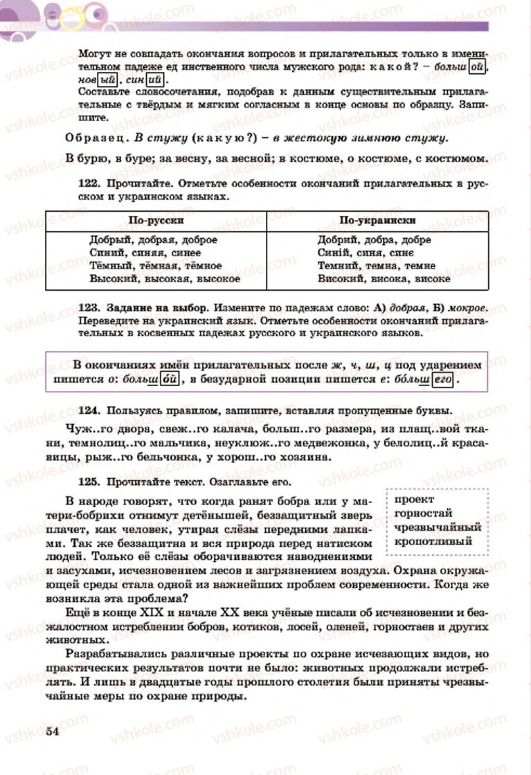 Страница 54 | Підручник Русский язык 7 клас Т.М. Полякова, Е.И. Самонова, А.М. Приймак 2015 3 год обучения