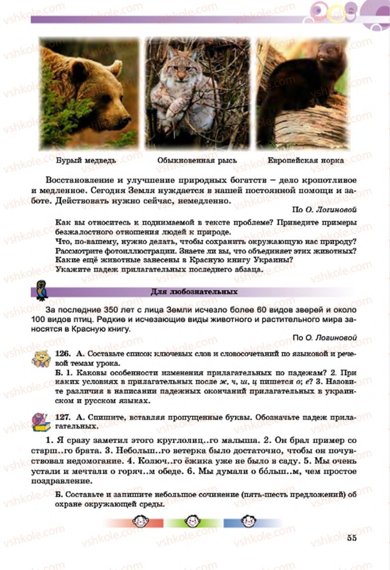 Страница 55 | Підручник Русский язык 7 клас Т.М. Полякова, Е.И. Самонова, А.М. Приймак 2015 3 год обучения