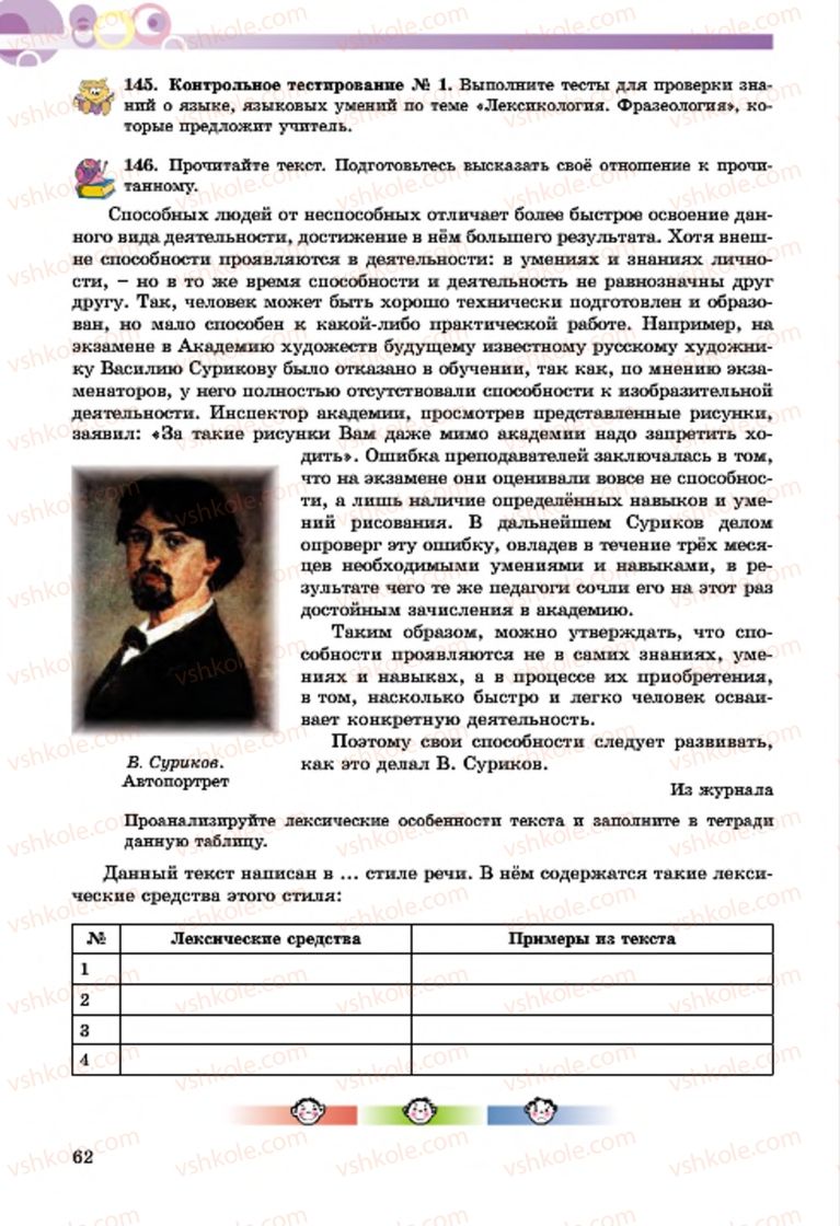 Страница 62 | Підручник Русский язык 7 клас Т.М. Полякова, Е.И. Самонова, А.М. Приймак 2015 3 год обучения