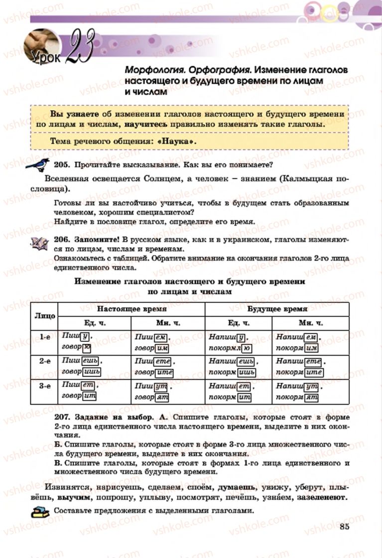 Страница 85 | Підручник Русский язык 7 клас Т.М. Полякова, Е.И. Самонова, А.М. Приймак 2015 3 год обучения