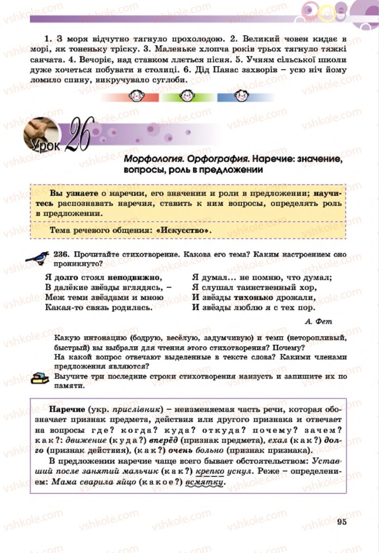 Страница 95 | Підручник Русский язык 7 клас Т.М. Полякова, Е.И. Самонова, А.М. Приймак 2015 3 год обучения