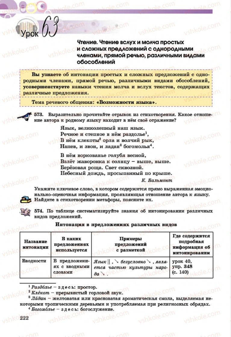 Страница 222 | Підручник Русский язык 7 клас Т.М. Полякова, Е.И. Самонова, А.М. Приймак 2015 3 год обучения