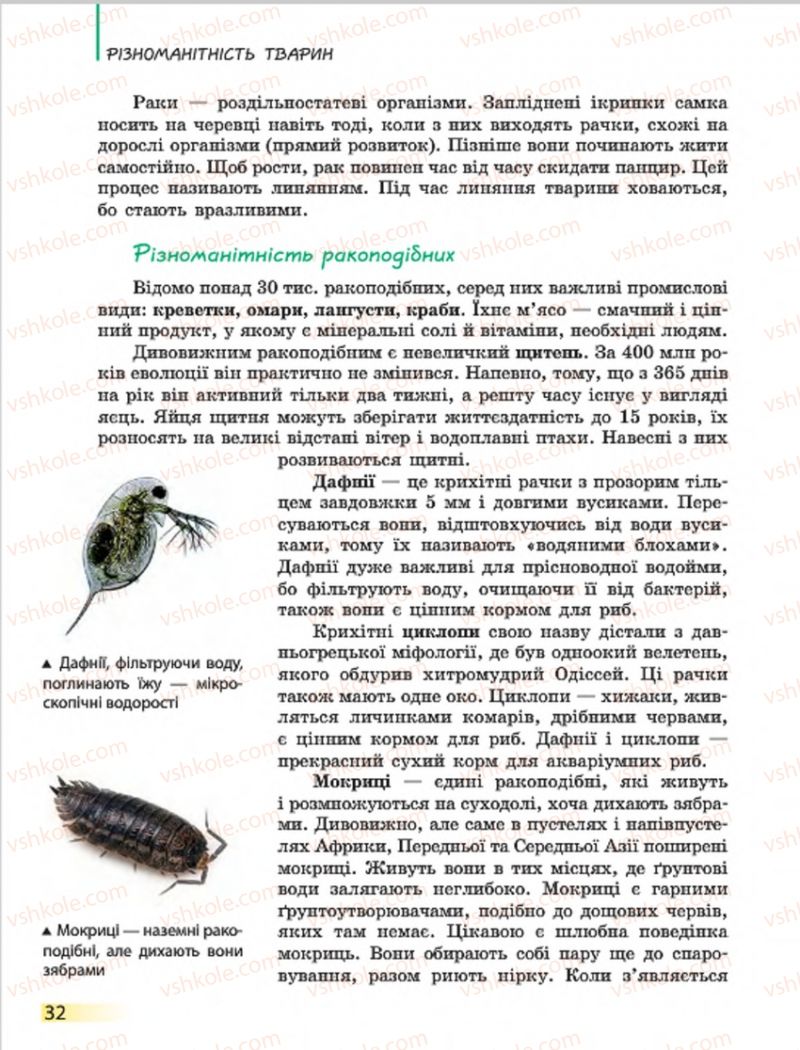 Страница 32 | Підручник Біологія 7 клас Н.В. Запорожець, І.І. Черевань, І.А. Воронцова 2015