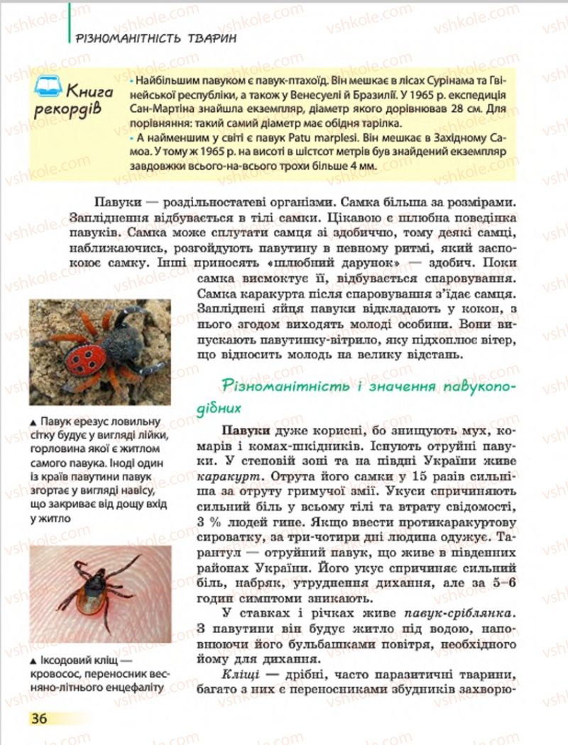 Страница 36 | Підручник Біологія 7 клас Н.В. Запорожець, І.І. Черевань, І.А. Воронцова 2015