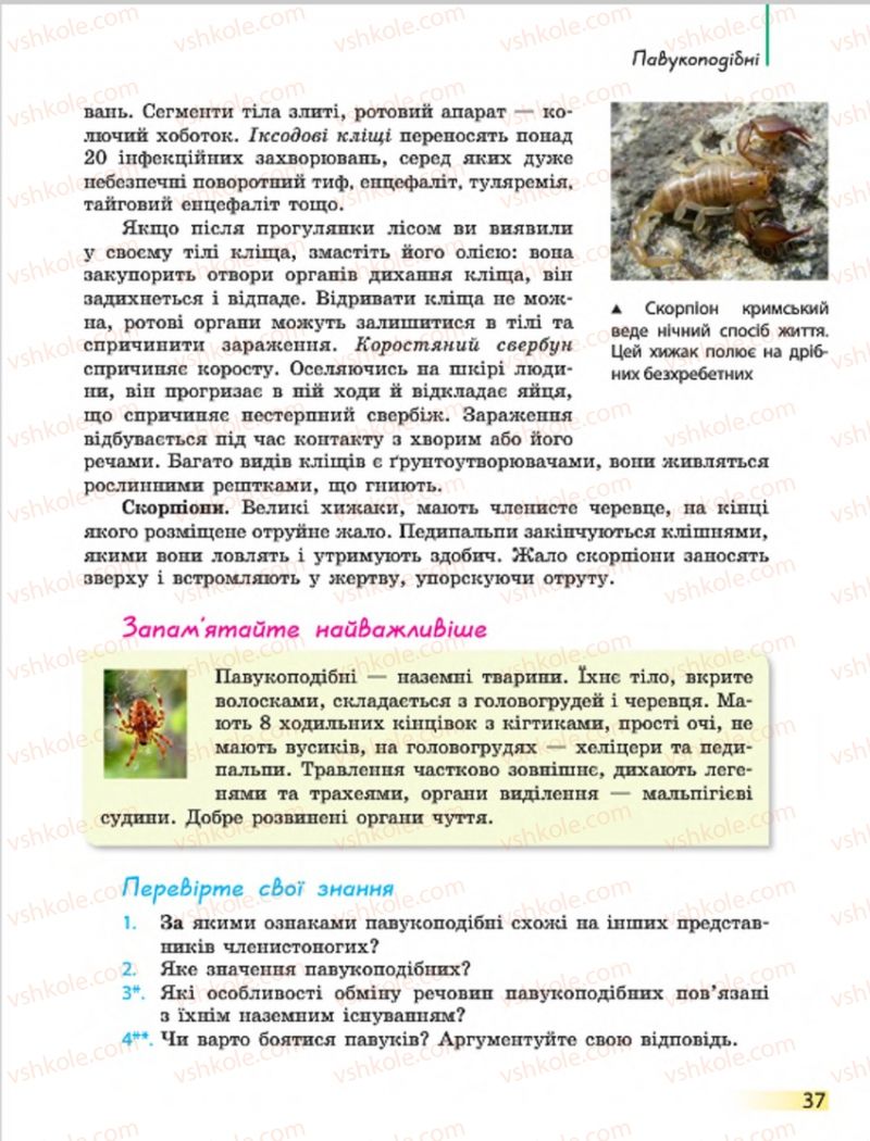 Страница 37 | Підручник Біологія 7 клас Н.В. Запорожець, І.І. Черевань, І.А. Воронцова 2015