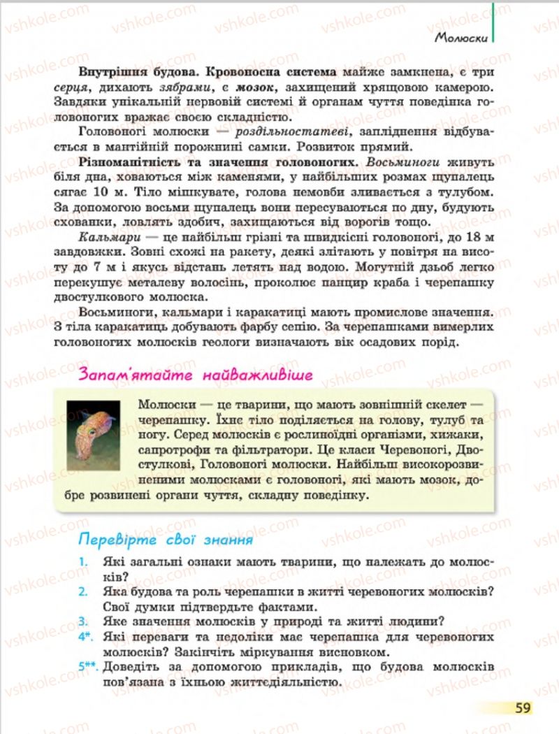 Страница 59 | Підручник Біологія 7 клас Н.В. Запорожець, І.І. Черевань, І.А. Воронцова 2015