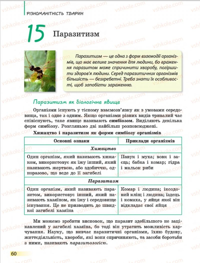 Страница 60 | Підручник Біологія 7 клас Н.В. Запорожець, І.І. Черевань, І.А. Воронцова 2015