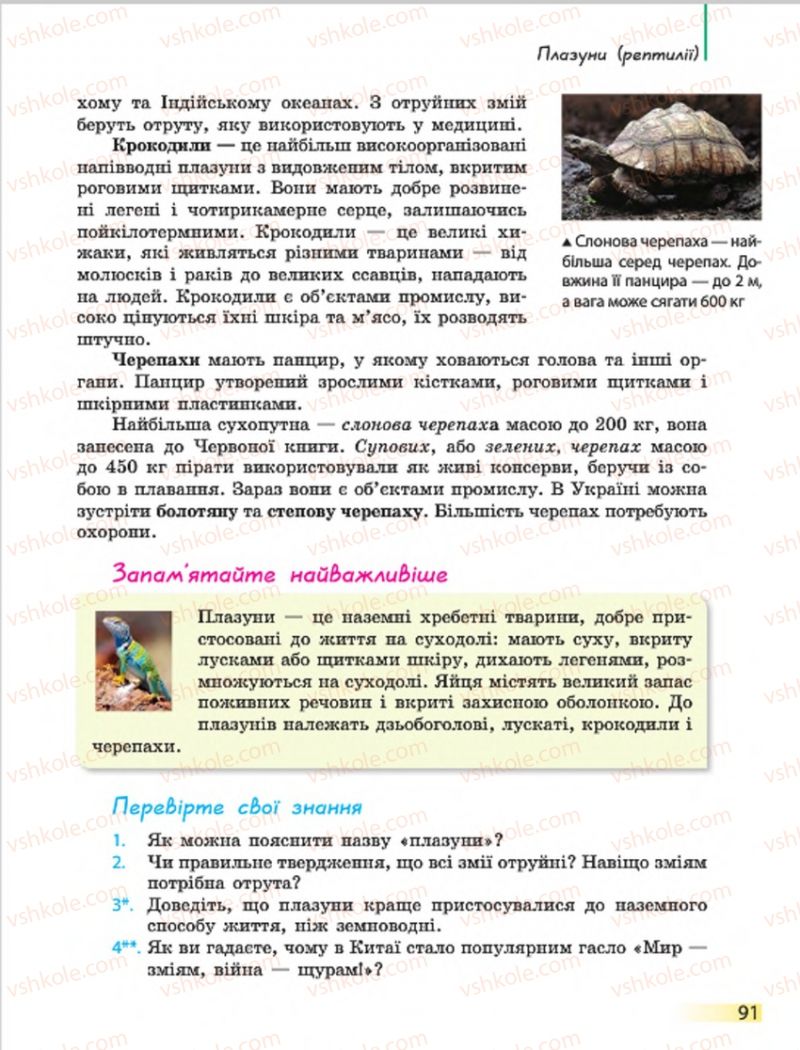 Страница 91 | Підручник Біологія 7 клас Н.В. Запорожець, І.І. Черевань, І.А. Воронцова 2015