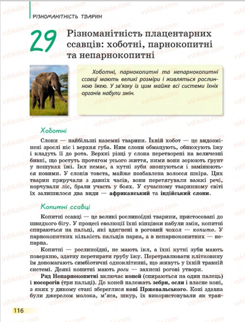 Страница 116 | Підручник Біологія 7 клас Н.В. Запорожець, І.І. Черевань, І.А. Воронцова 2015