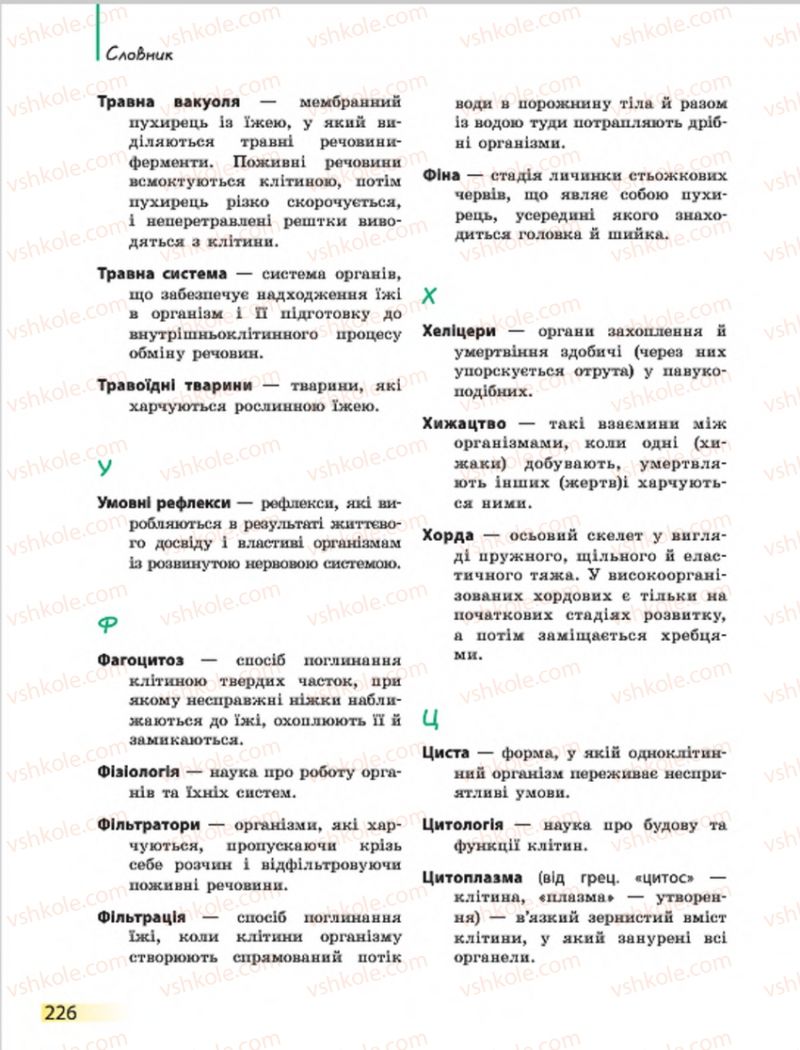 Страница 226 | Підручник Біологія 7 клас Н.В. Запорожець, І.І. Черевань, І.А. Воронцова 2015