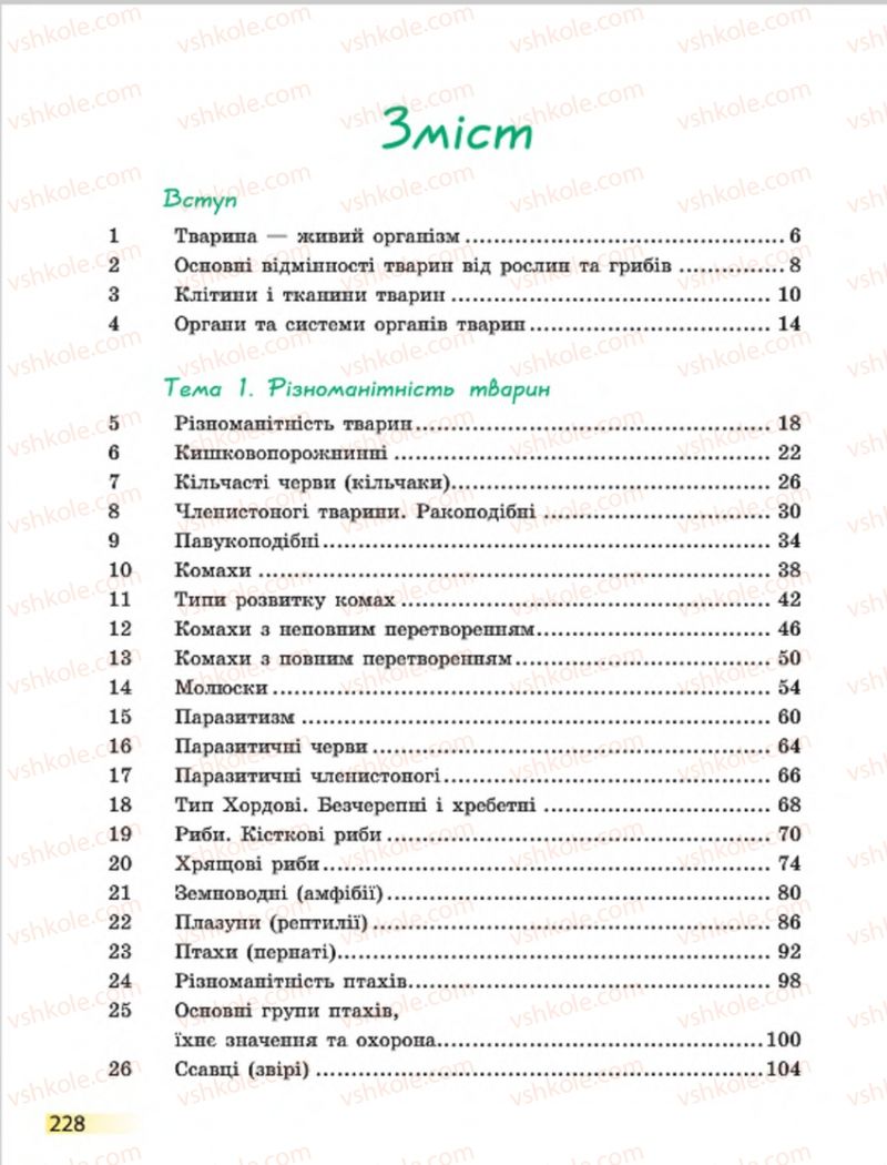 Страница 228 | Підручник Біологія 7 клас Н.В. Запорожець, І.І. Черевань, І.А. Воронцова 2015