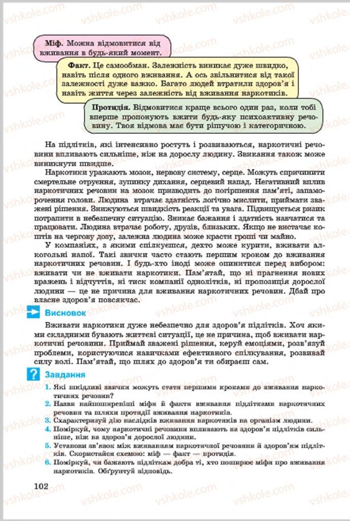Страница 102 | Підручник Основи здоров'я 7 клас Т.Є. Бойченко, І.П. Василашко, О.К. Гурська, Н.С. Коваль 2015