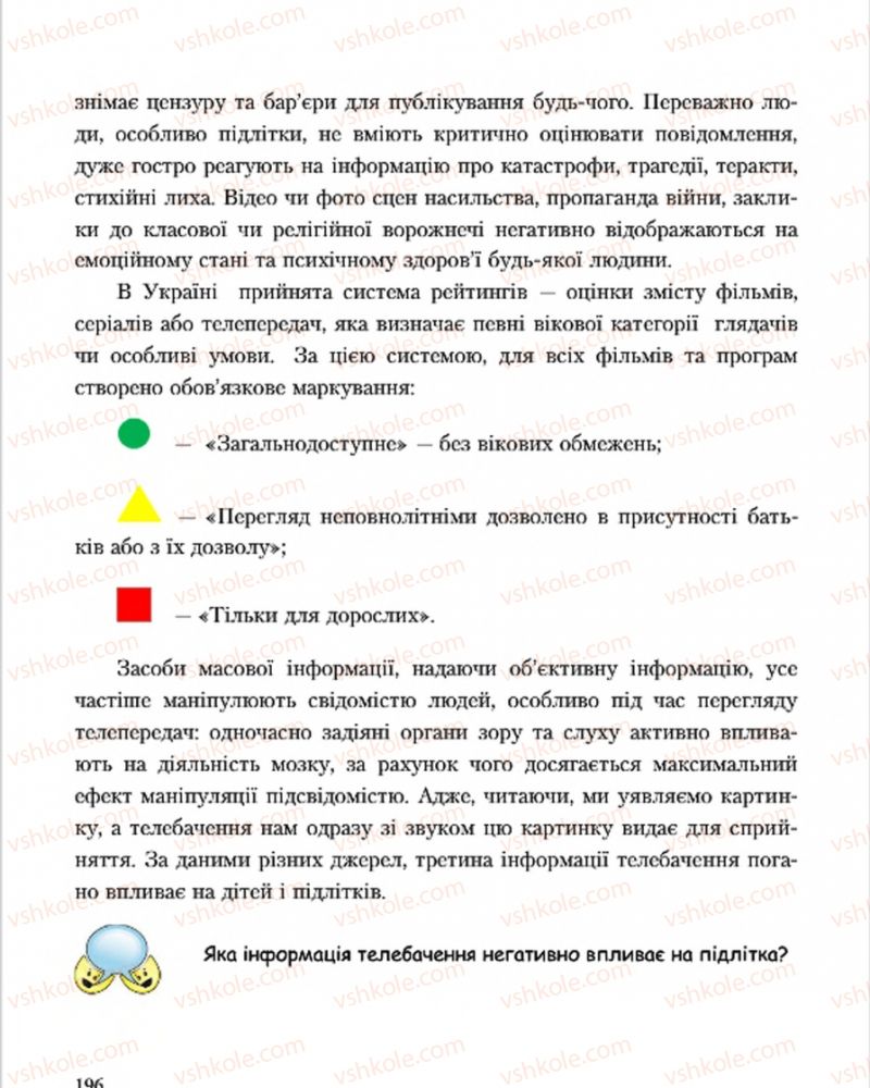 Страница 196 | Підручник Основи здоров'я 7 клас С.В. Василенко, Н.І. Гущина, Г.А. Коломоєць 2015