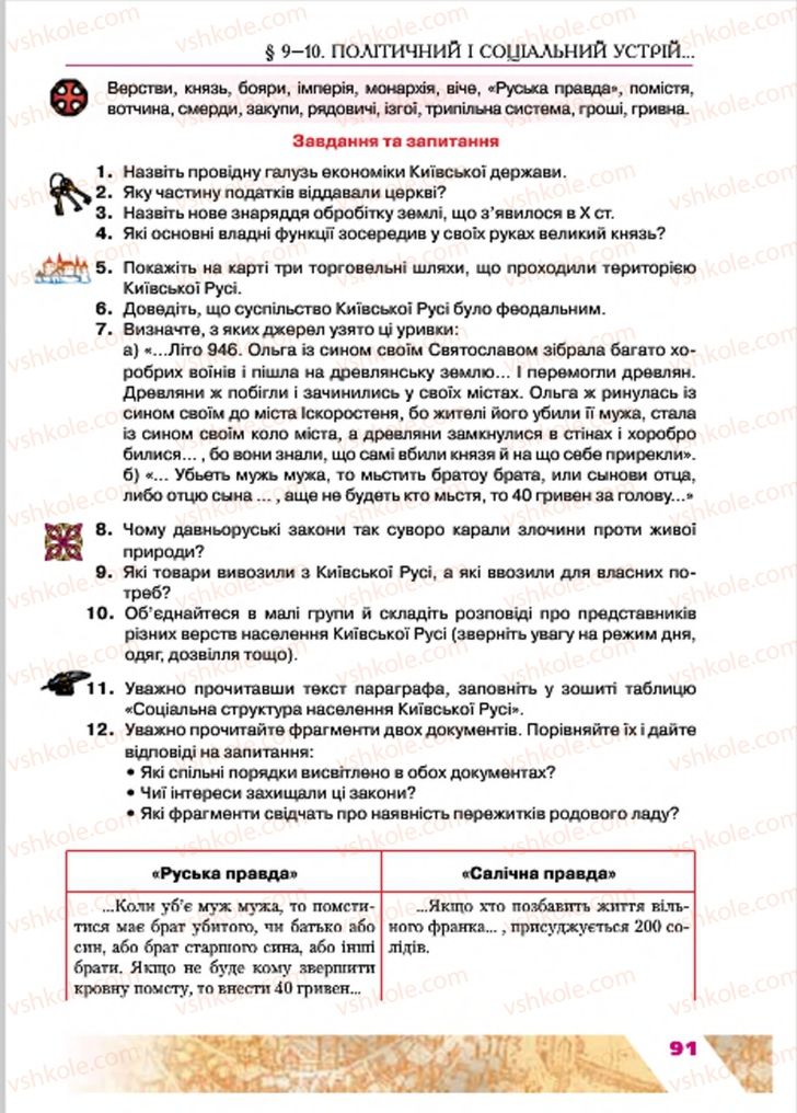 Страница 91 | Підручник Історія України 7 клас Ю.Ю. Свідерський, Т.В. Ладиченко, Н.Ю. Романишин 2015