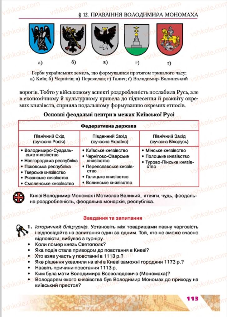Страница 113 | Підручник Історія України 7 клас Ю.Ю. Свідерський, Т.В. Ладиченко, Н.Ю. Романишин 2015