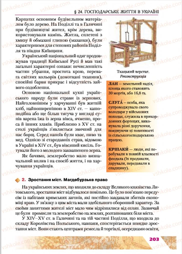 Страница 203 | Підручник Історія України 7 клас Ю.Ю. Свідерський, Т.В. Ладиченко, Н.Ю. Романишин 2015