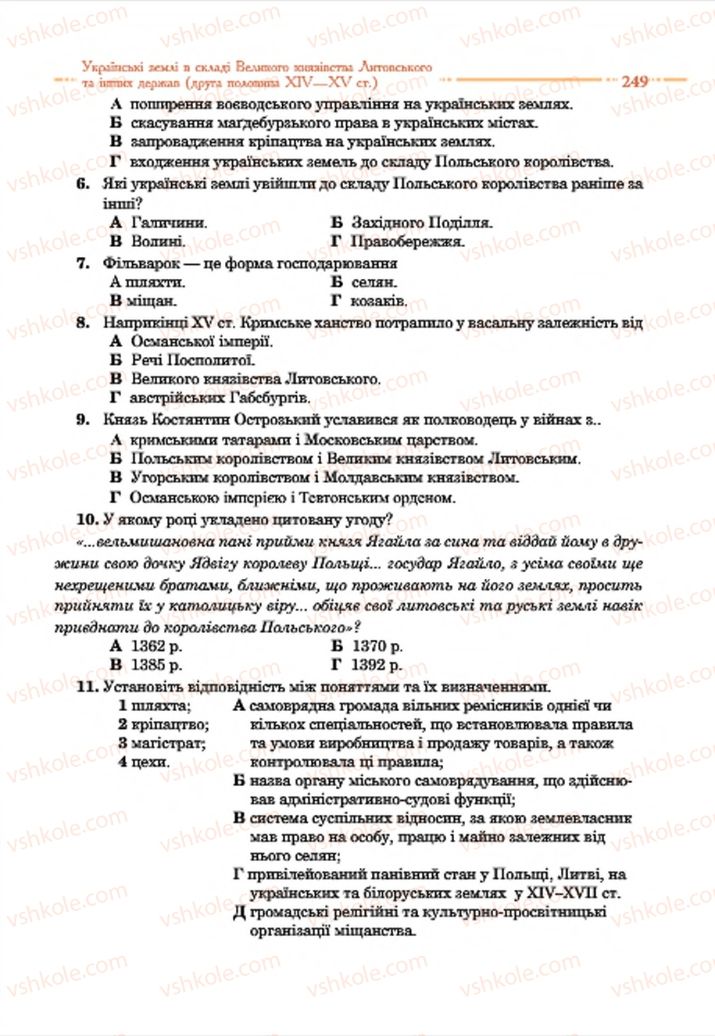 Страница 249 | Підручник Історія України 7 клас С.В. Гісем  2015