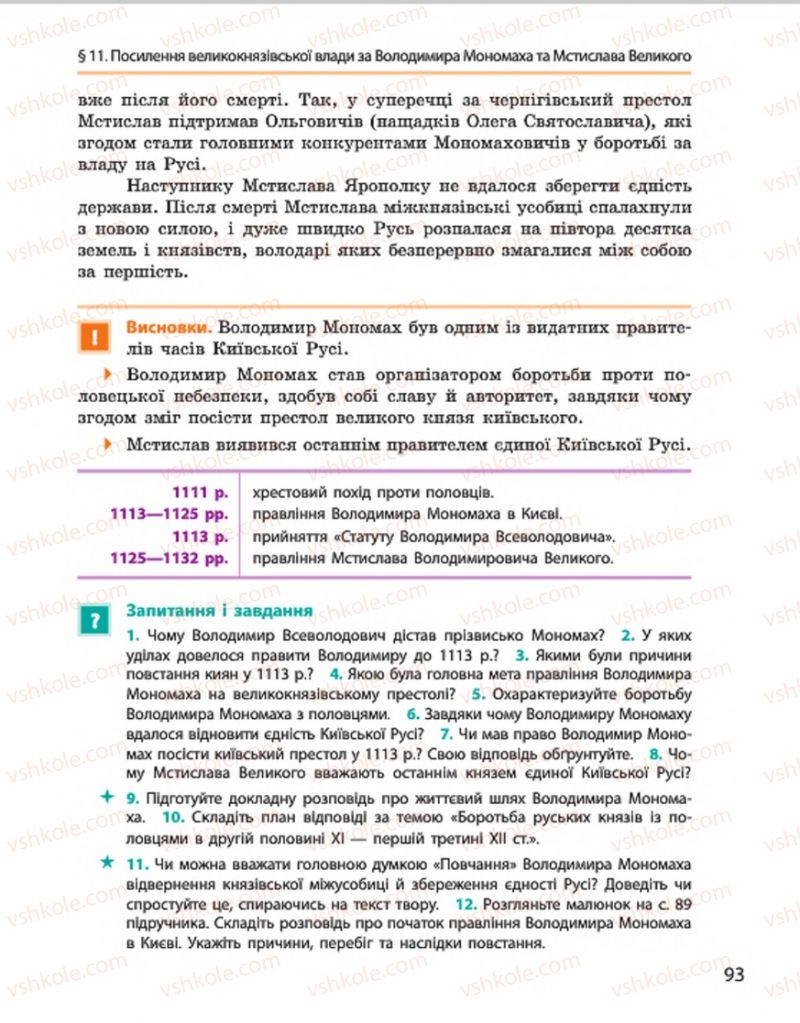 Страница 93 | Підручник Історія України 7 клас С.В. Гісем, О.О. Мартинюк 2015