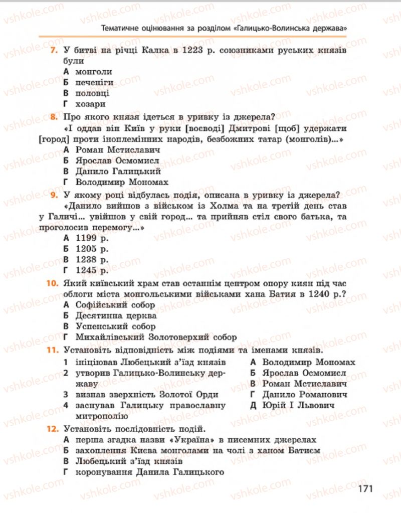 Страница 171 | Підручник Історія України 7 клас С.В. Гісем, О.О. Мартинюк 2015