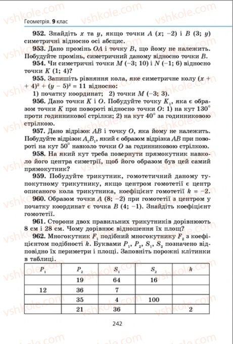 Страница 242 | Підручник Геометрія 9 клас А.Г. Мерзляк, В.Б. Полонський, M.С. Якір 2009