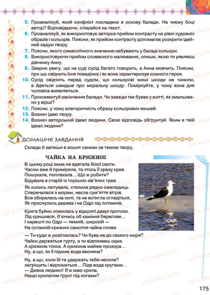 Страница 175 | Підручник Українська література 7 клас Л.Т. Коваленко 2015