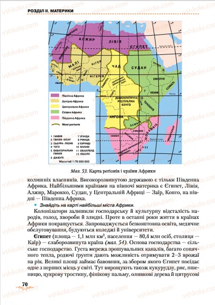 Страница 70 | Підручник Географія 7 клас Т.Г. Гільберг, Л.Б. Паламарчук 2015