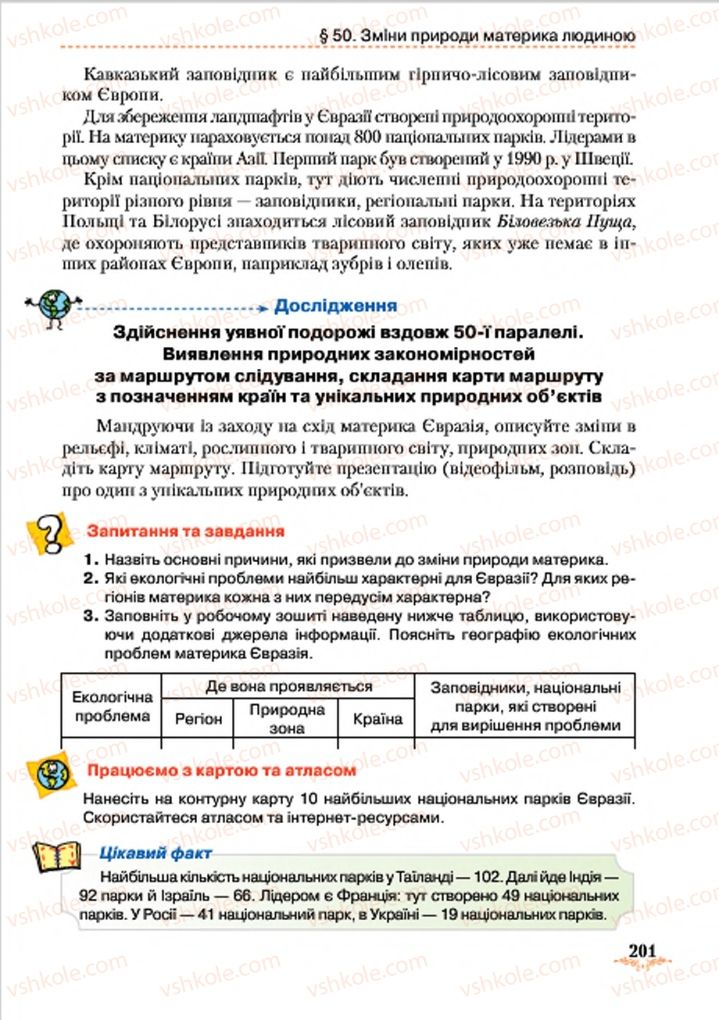 Страница 201 | Підручник Географія 7 клас Т.Г. Гільберг, Л.Б. Паламарчук 2015