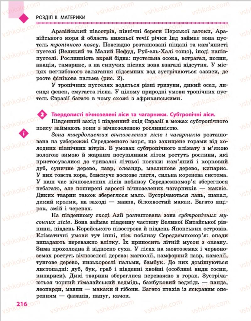 Страница 216 | Підручник Географія 7 клас Г.Д. Довгань, О.Г. Стадник 2015