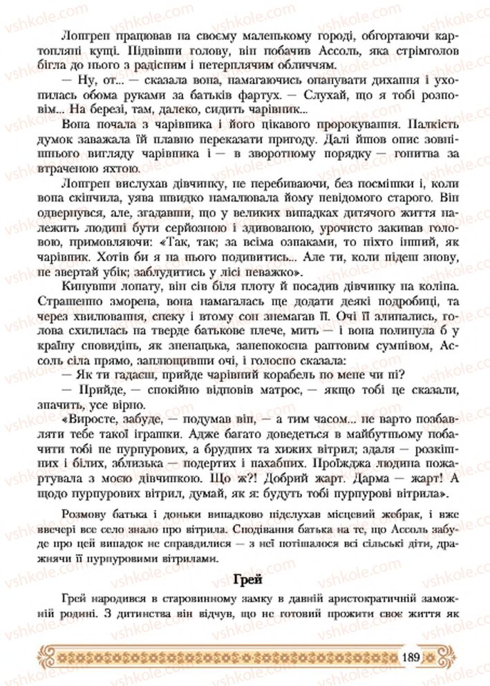 Страница 189 | Підручник Зарубіжна література 7 клас Н.Р. Міляновська 2015
