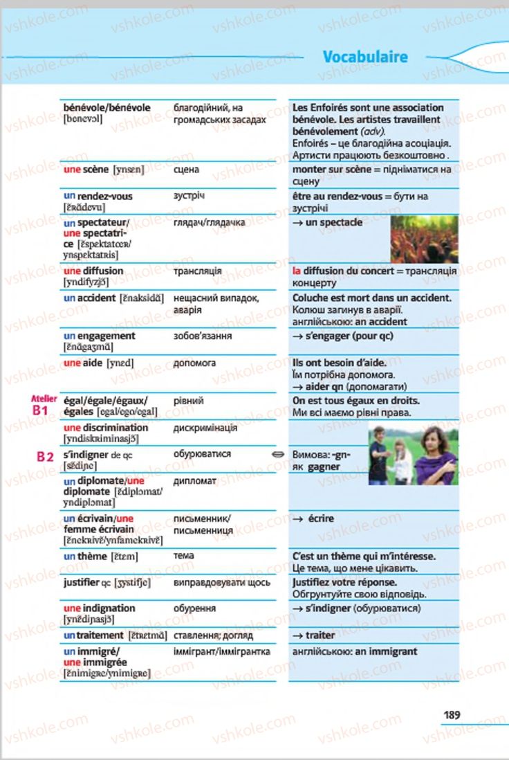 Страница 189 | Підручник Французька мова 7 клас Ю.М. Клименко 2015 3 рік навчання