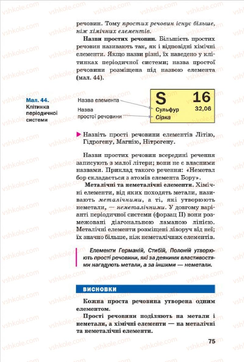 Страница 75 | Підручник Хімія 7 клас П.П. Попель, Л.С. Крикля 2015