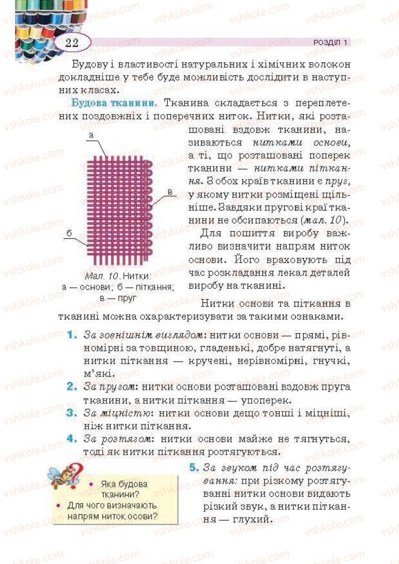 Страница 22 | Підручник Трудове навчання 5 клас В.К. Сидоренко, Т.С, Мачача, В.П. Титаренко 2013 Для дівчат