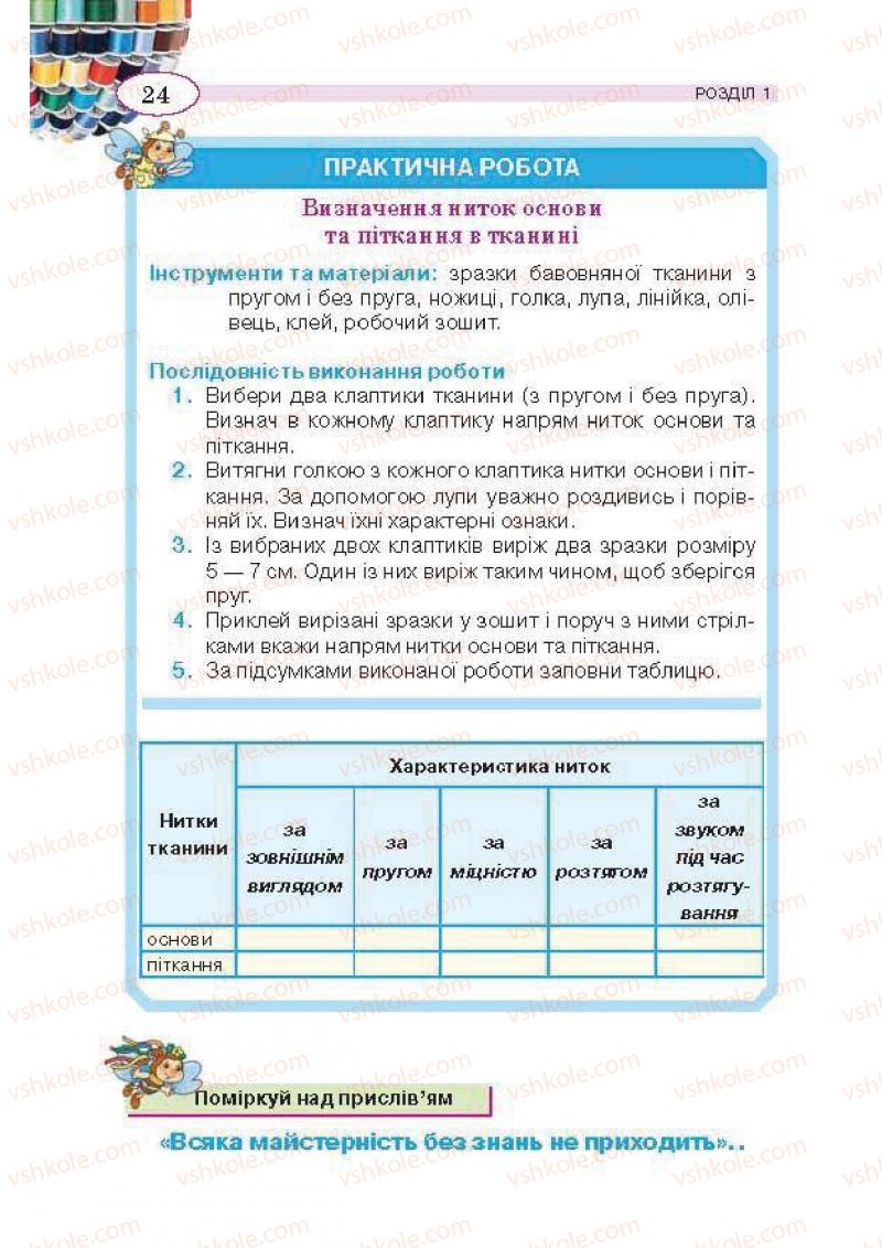 Страница 24 | Підручник Трудове навчання 5 клас В.К. Сидоренко, Т.С, Мачача, В.П. Титаренко 2013 Для дівчат