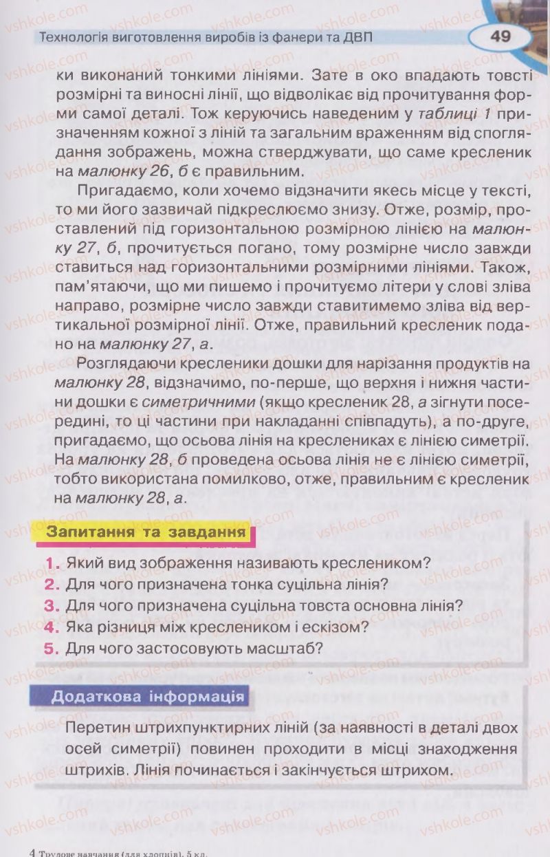 Страница 49 | Підручник Трудове навчання 5 клас В.К. Сидоренко, Д.В. Лебедев, А.М. Гедзик 2013 Для хлопців