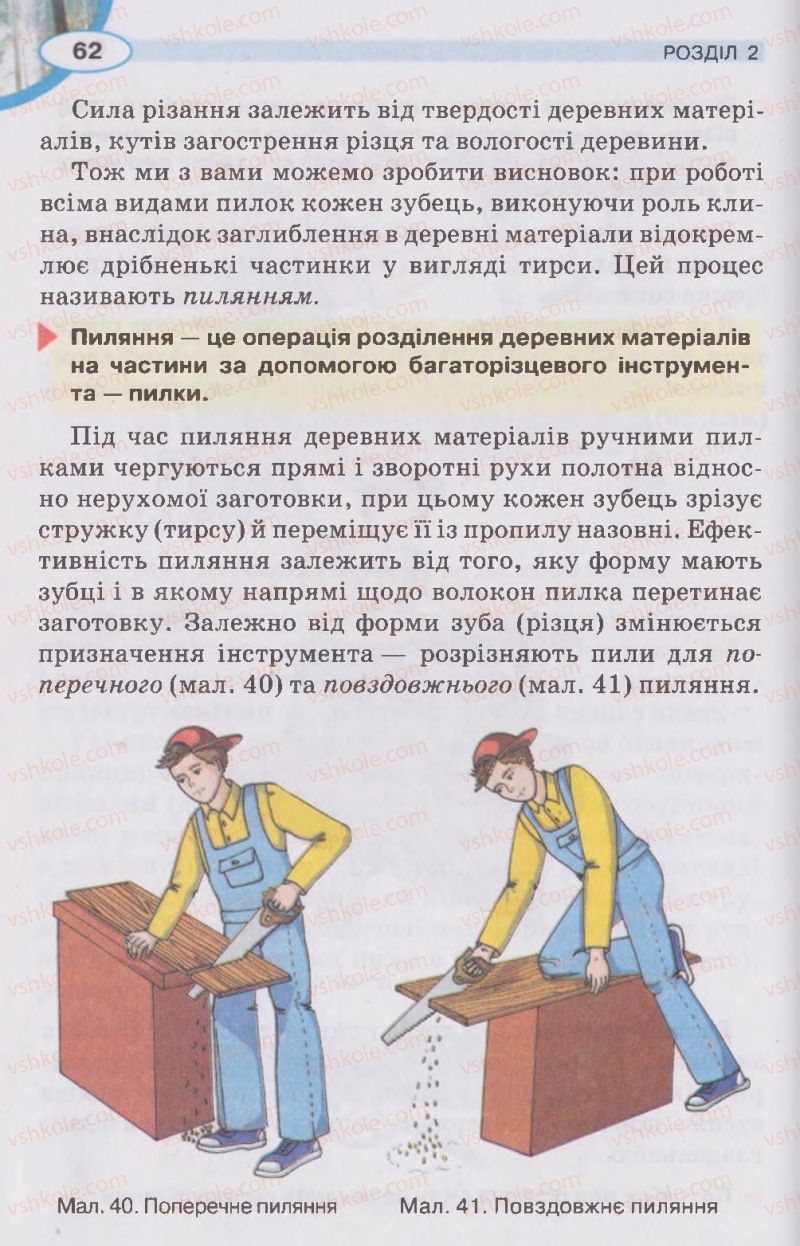 Страница 62 | Підручник Трудове навчання 5 клас В.К. Сидоренко, Д.В. Лебедев, А.М. Гедзик 2013 Для хлопців