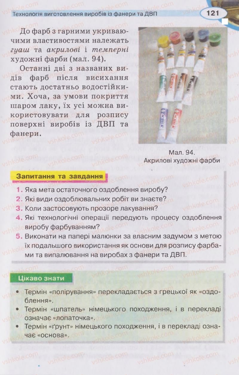 Страница 121 | Підручник Трудове навчання 5 клас В.К. Сидоренко, Д.В. Лебедев, А.М. Гедзик 2013 Для хлопців