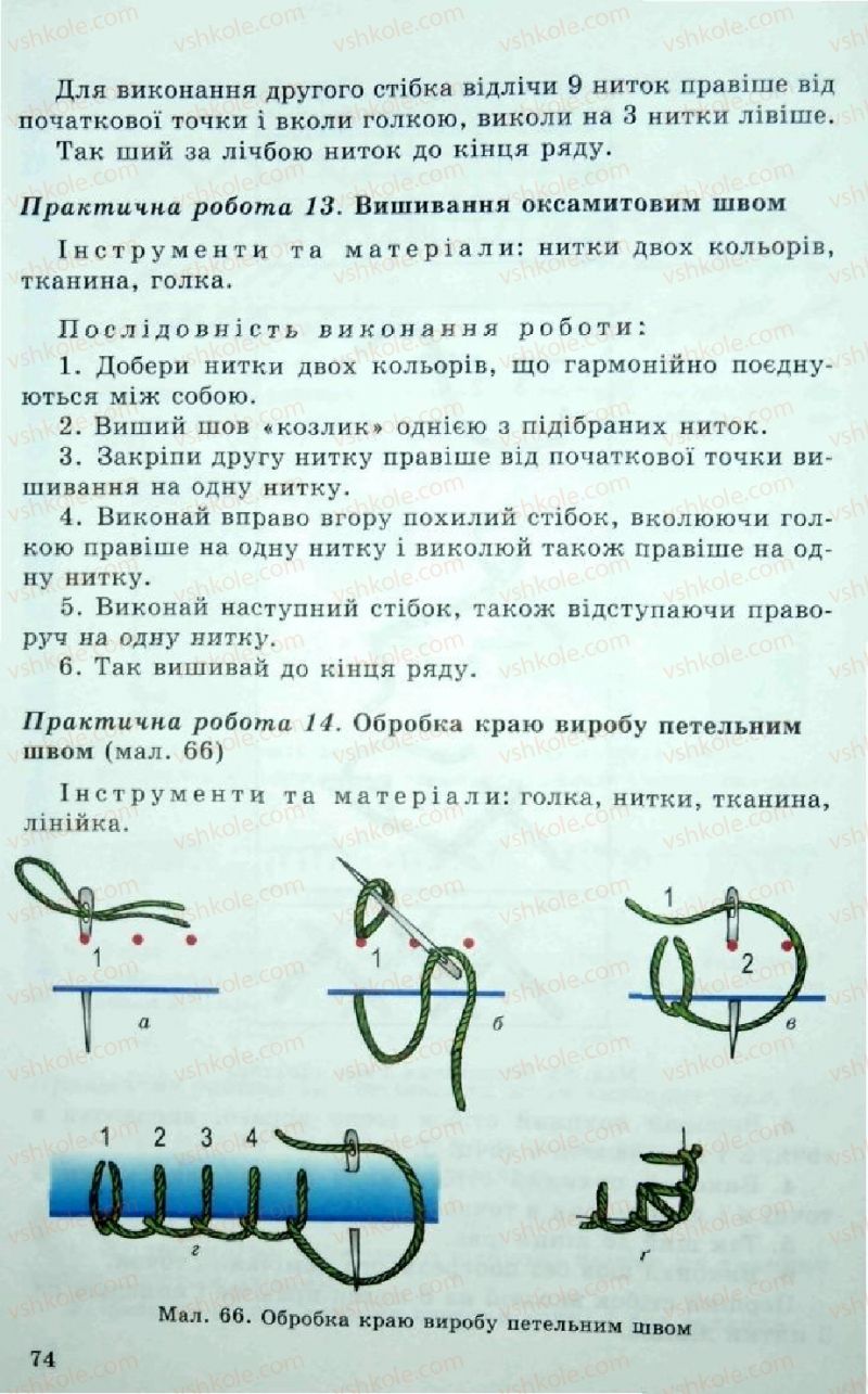 Страница 74 | Підручник Трудове навчання 5 клас Л.I. Денисенко, О.М. Романчук, О.П. Гнеденко 2005