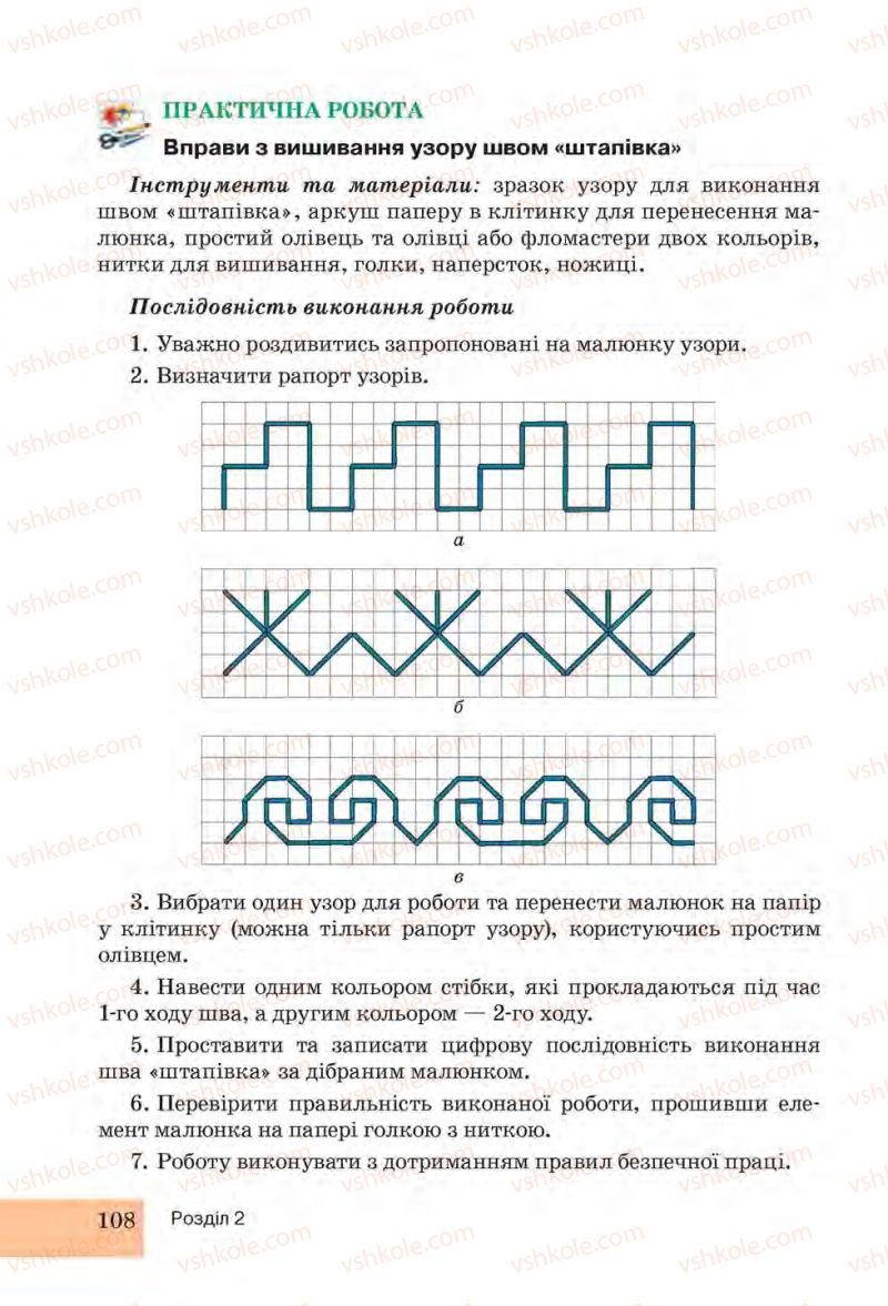 Страница 108 | Підручник Трудове навчання 6 клас І.Ю. Ходзицька, Н.М. Павич, О.В. Горобець 2014 Для дівчат